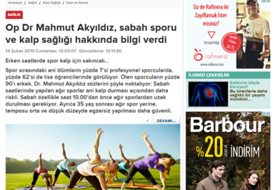 OP DR MAHMUT AKYILDIZ, SABAH SPORU VE KALP SAĞLIĞI HAKKINDA BİLGİ VERDİ (14.02.2015)