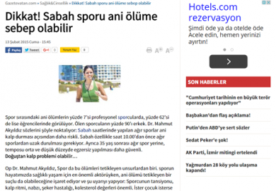 Dikkat! Sabah sporu ani ölüme sebep olabilir (13.02.2015)